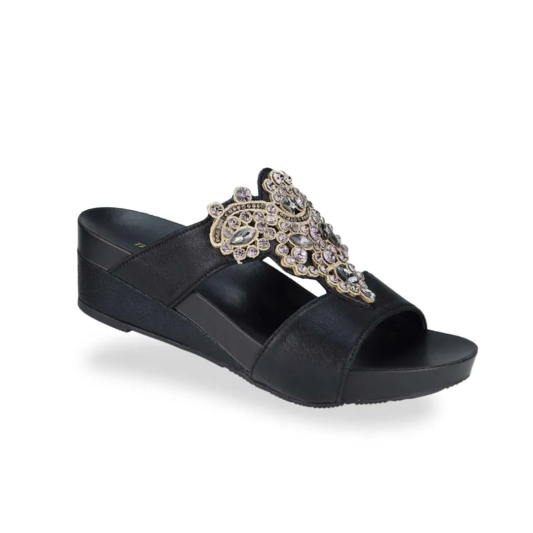 [20% off at cart] Vintage Rhinestone Low Wedge Sandals