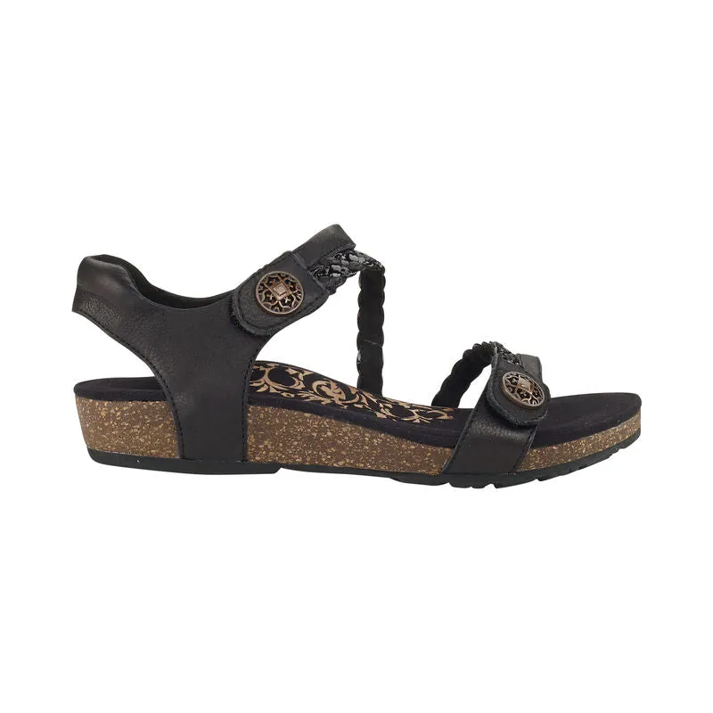 Aetrex Women's Jillian Braided Quarter Strap Sandal - Black SC450