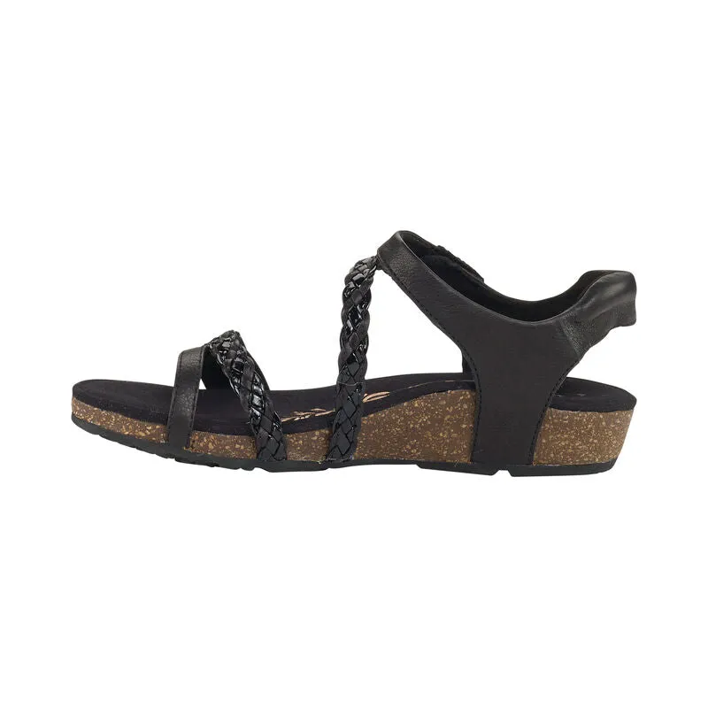 Aetrex Women's Jillian Braided Quarter Strap Sandal - Black SC450