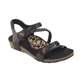 Aetrex Women's Jillian Braided Quarter Strap Sandal - Black SC450
