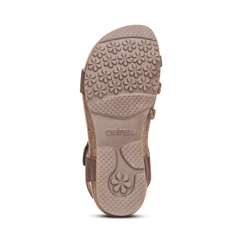 Aetrex Women's Jillian Braided Quarter Strap Sandal - Dark Brown SC444