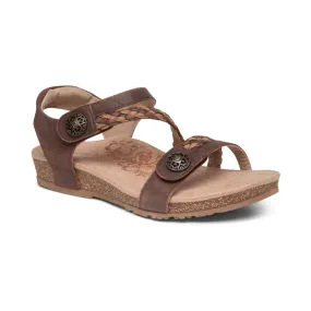 Aetrex Women's Jillian Braided Quarter Strap Sandal - Dark Brown SC444