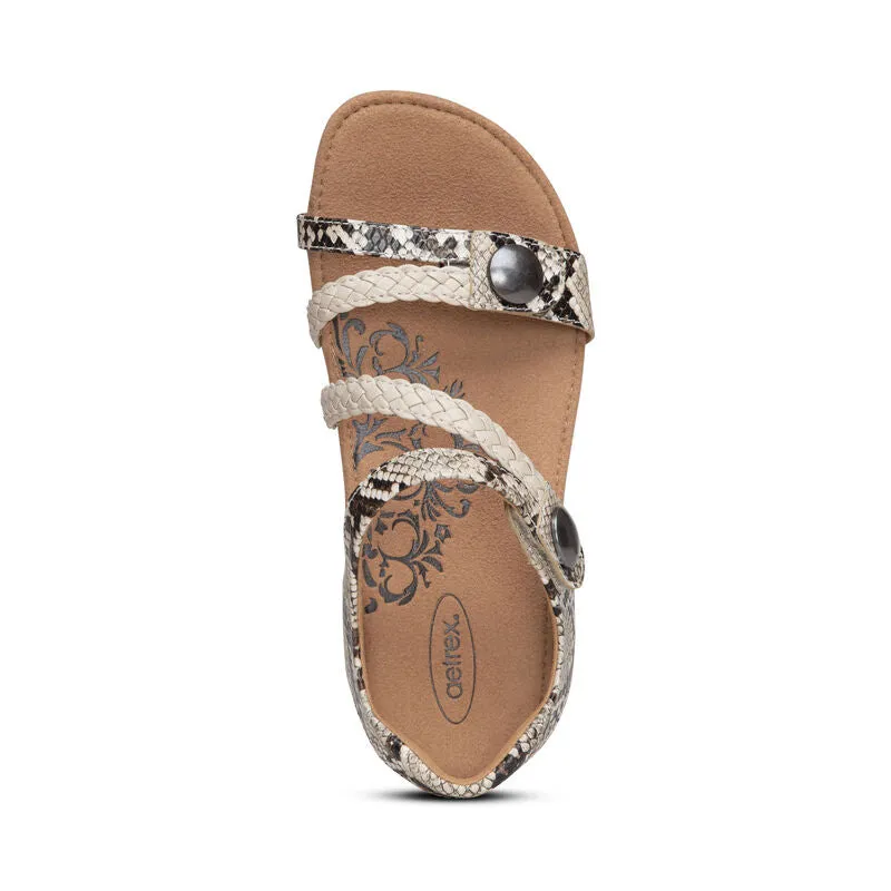 Aetrex Women's Jillian Braided Quarter Strap Sandal - Snake SC497