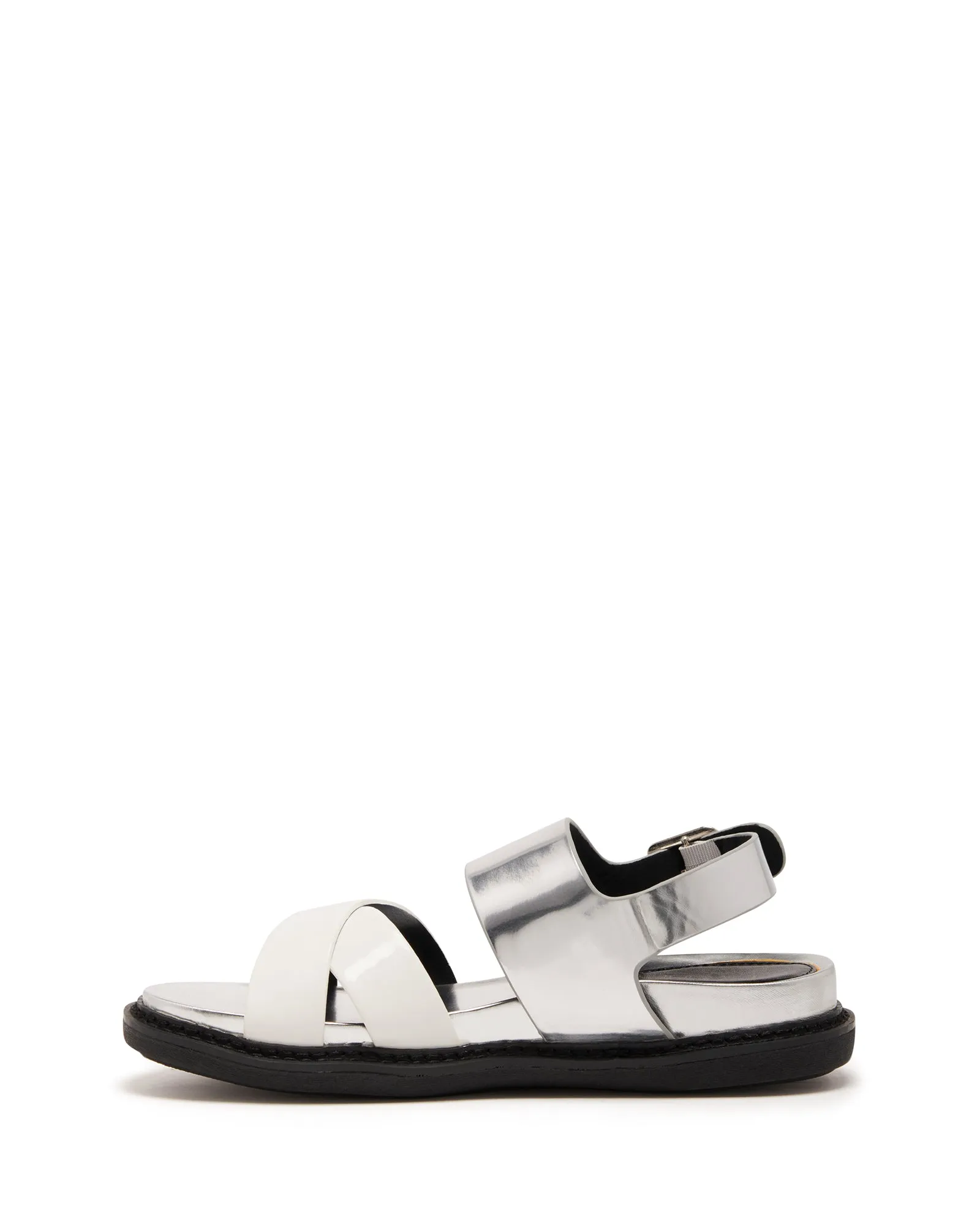 Apollo Slingback Flat Sandal White/Silver