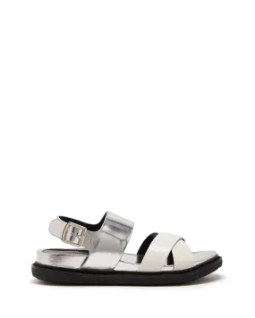 Apollo Slingback Flat Sandal White/Silver