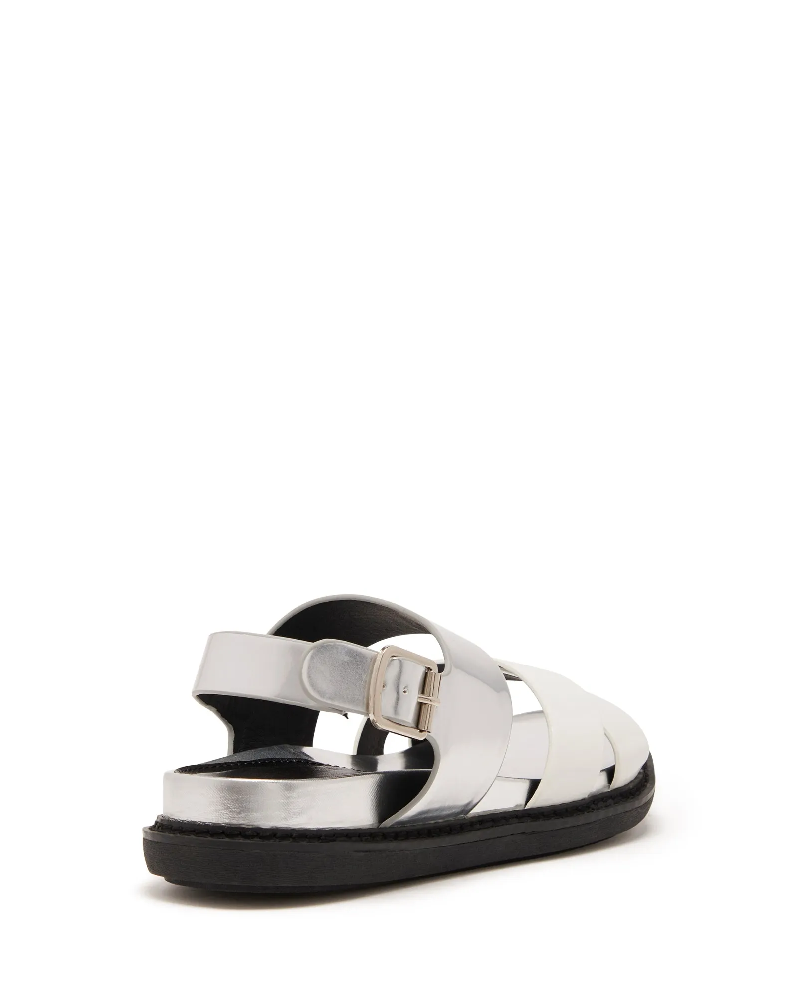 Apollo Slingback Flat Sandal White/Silver