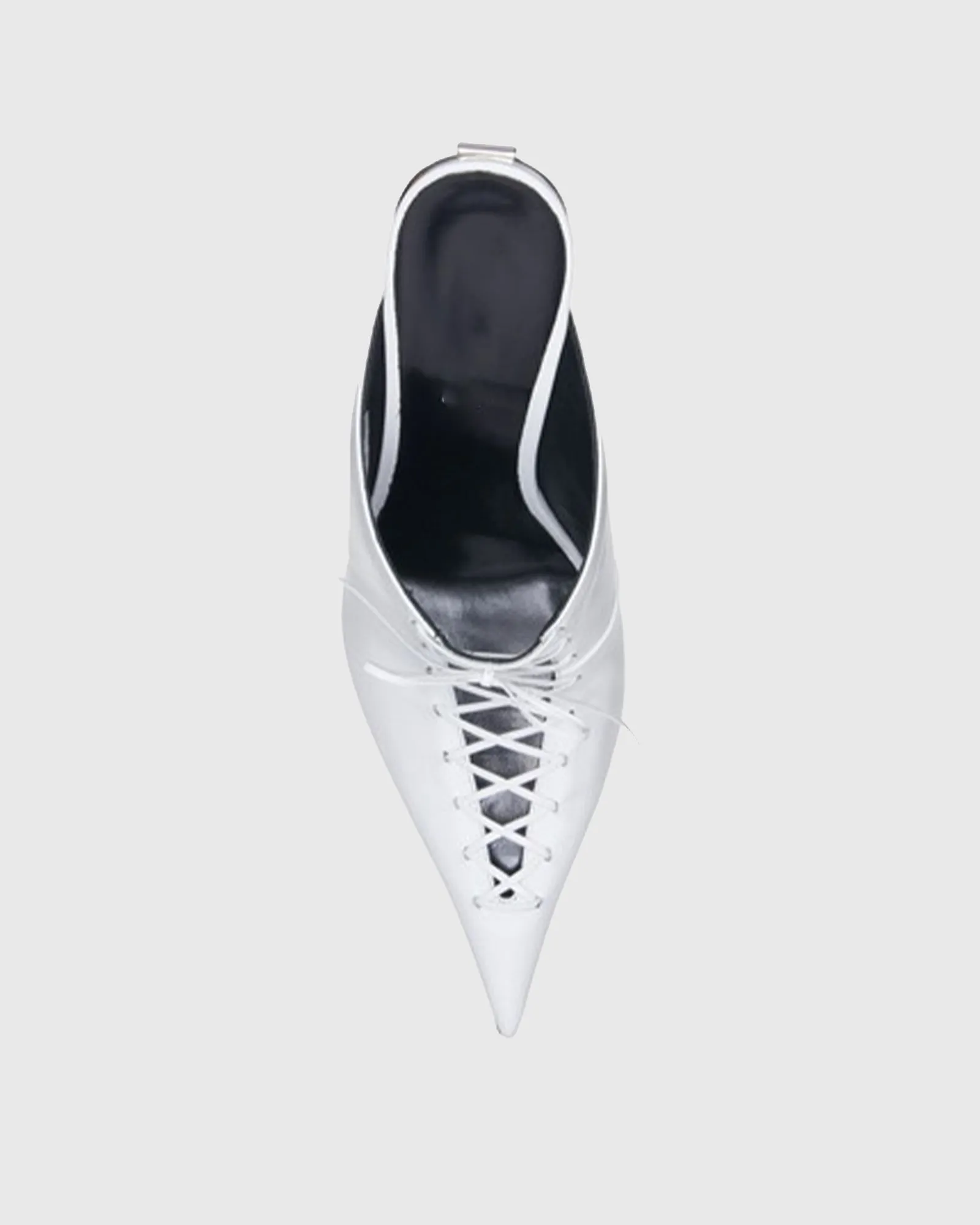 Assunta Leather Ribbon Mules In White