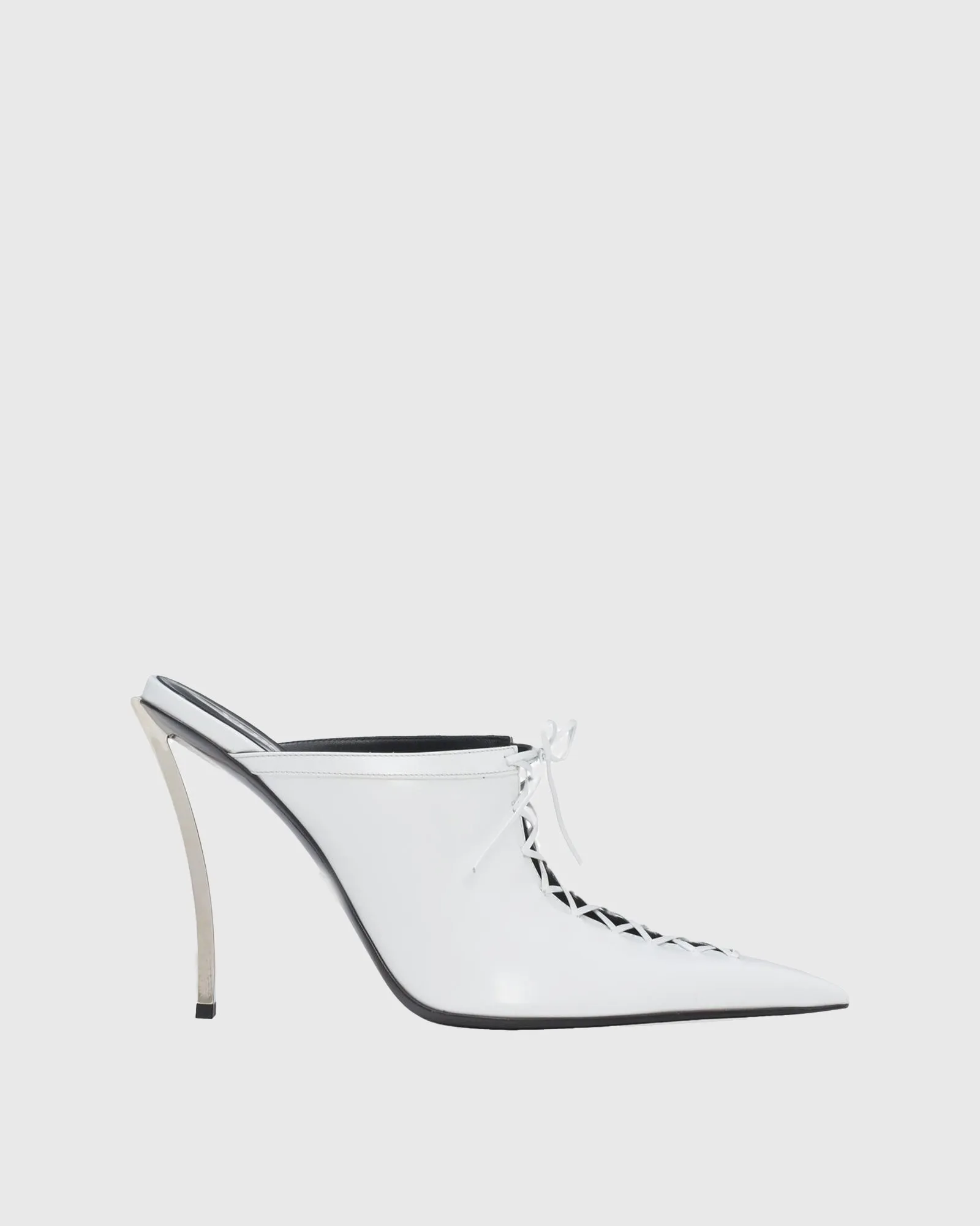 Assunta Leather Ribbon Mules In White