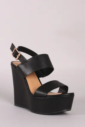 Bamboo Vegan Leather Double Strap Slingback Platform Wedge