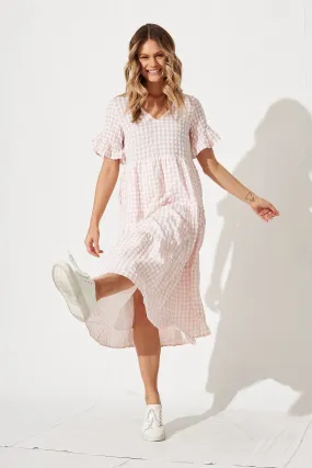 Blush Gingham Midi Dress