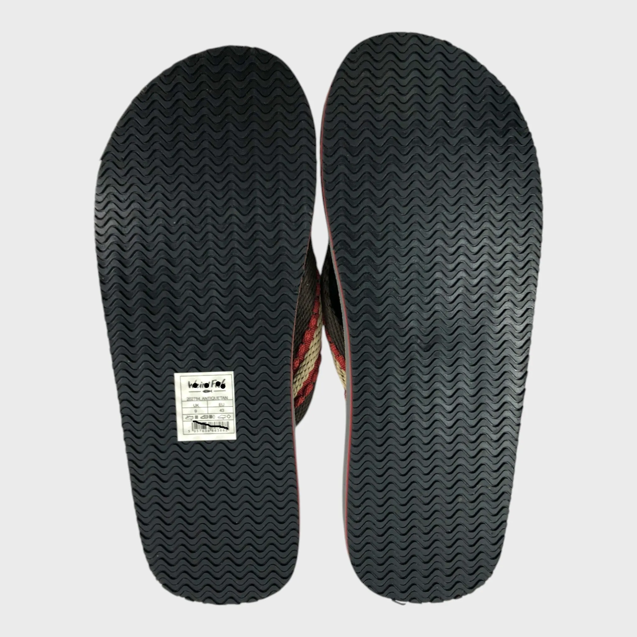 Branded Antic Tan Leather Look Flip Flops  - Size 9 UK