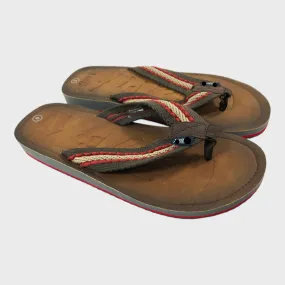 Branded Antic Tan Leather Look Flip Flops  - Size 9 UK