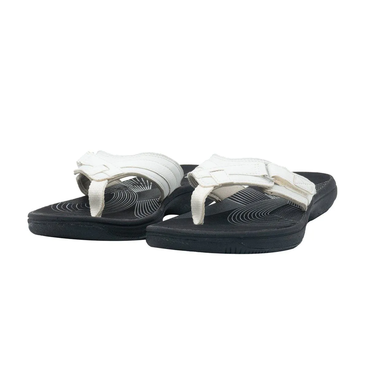 Clarks Cloudsteppers Breeze Sea Sandals Flip Flops Fabric White Colour For Women