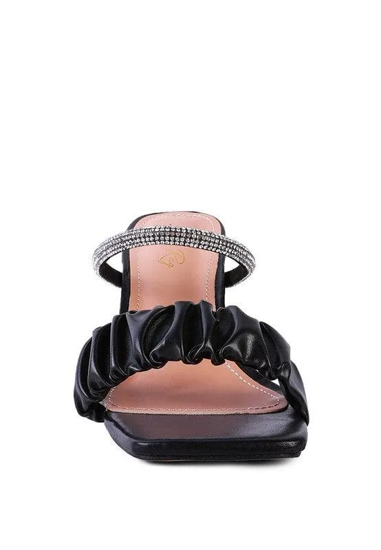 Date Look Clear Heel Rhinestone Sandals