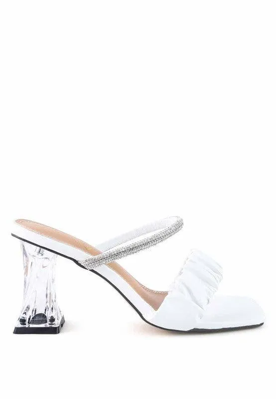 Date Look Clear Heel Rhinestone Sandals