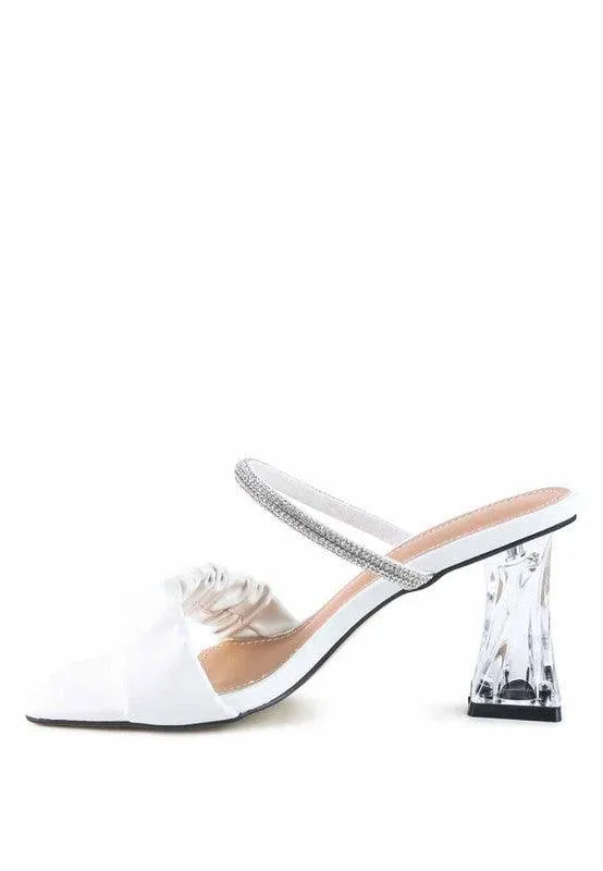 Date Look Clear Heel Rhinestone Sandals