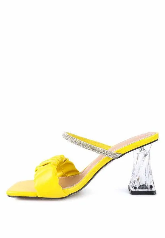 Date Look Clear Heel Rhinestone Sandals