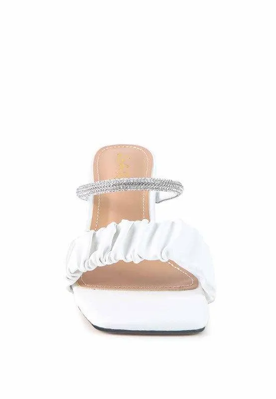 Date Look Clear Heel Rhinestone Sandals