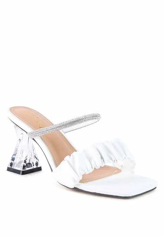 Date Look Clear Heel Rhinestone Sandals