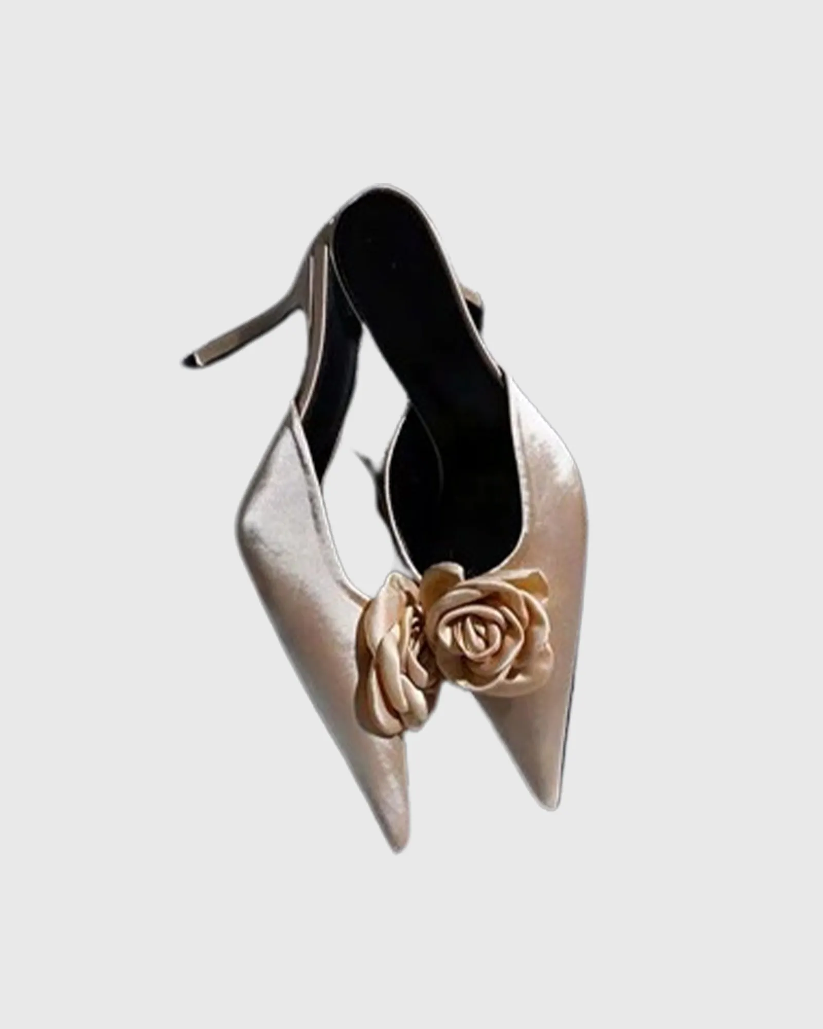 Domitilla Flower Embellished Satin Mules In Apricot