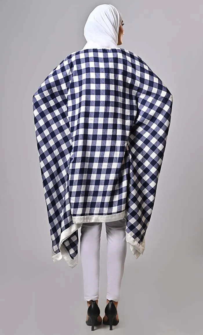 Embrace The Breezy Glamour Of Our Modest Checkered  Kaftan-Inspired Tunic