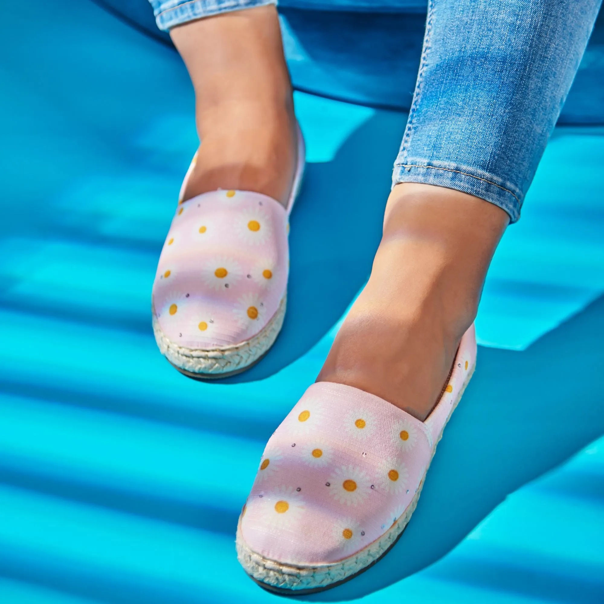 Çiçek | Flower Pattern Espadrilles - Pink