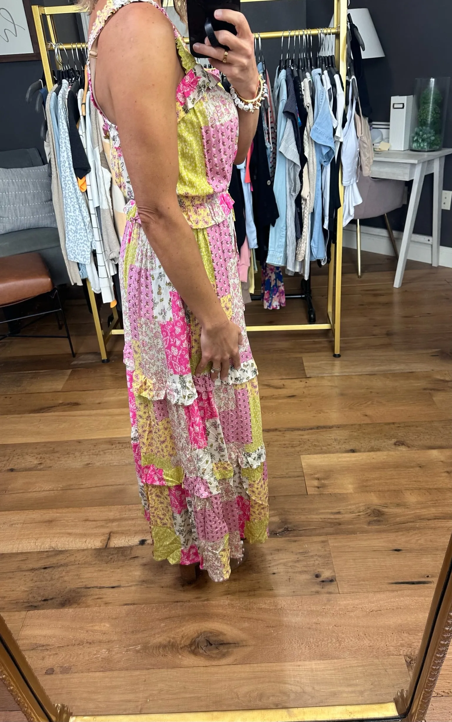 Look For Love Patchwork Dress - Lime Pink