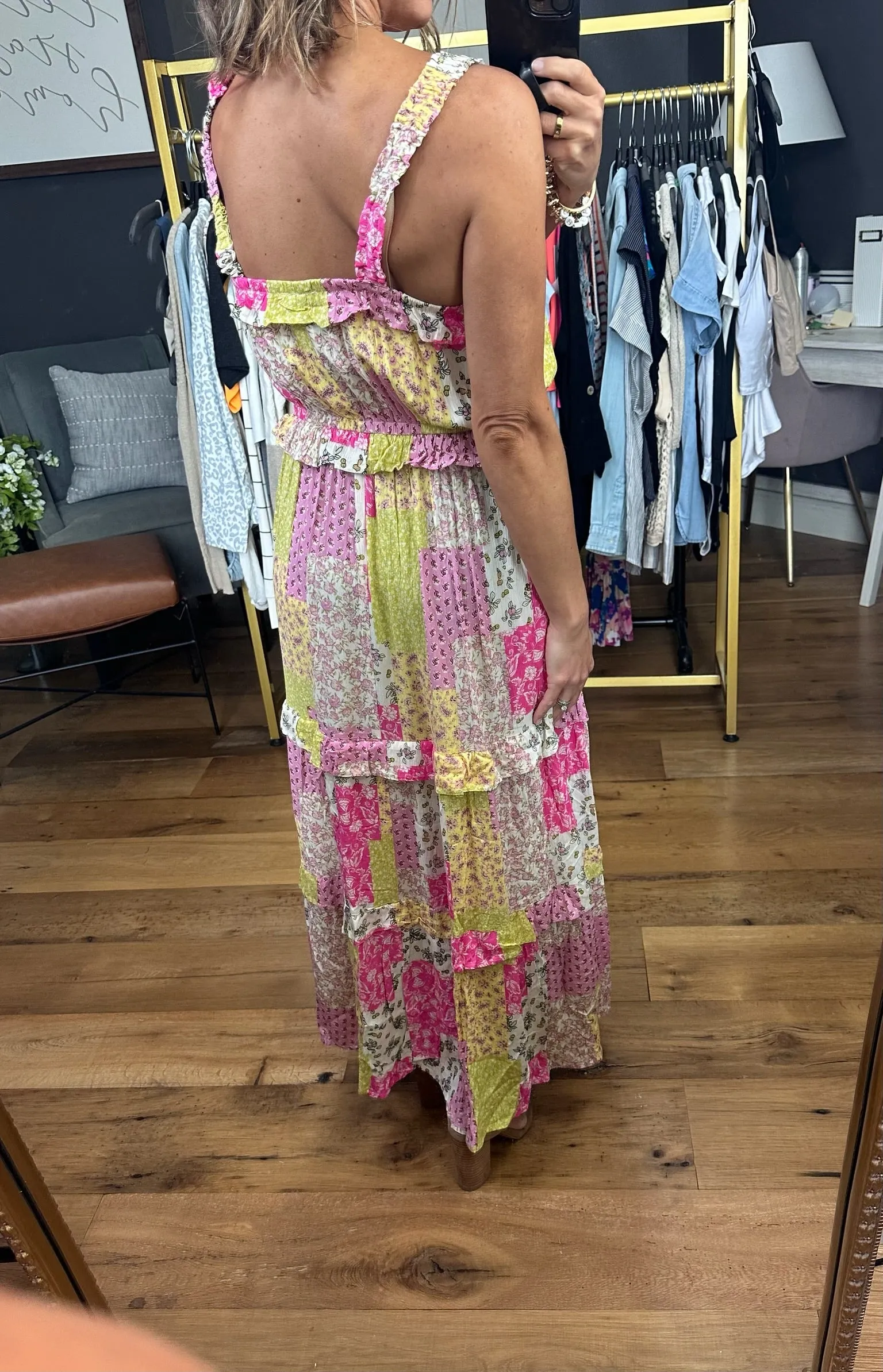 Look For Love Patchwork Dress - Lime Pink