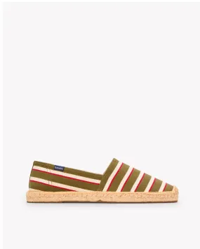 Mens_Espadrilles_The Original_Woven Stripes_Classic - Olive - Ivory - Red