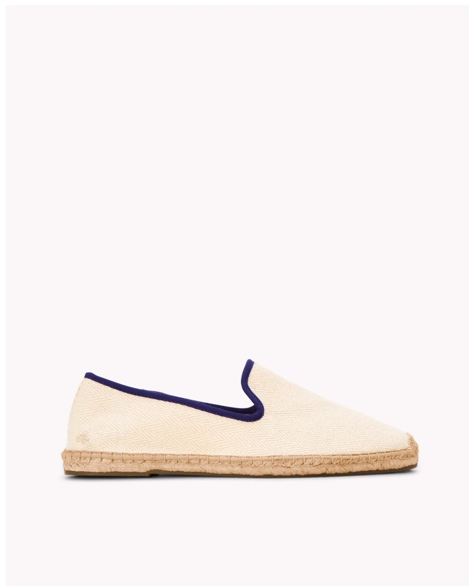 Mens_Espadrilles_The Smoking_Herringbone Colors_Ivory - Dark Blue