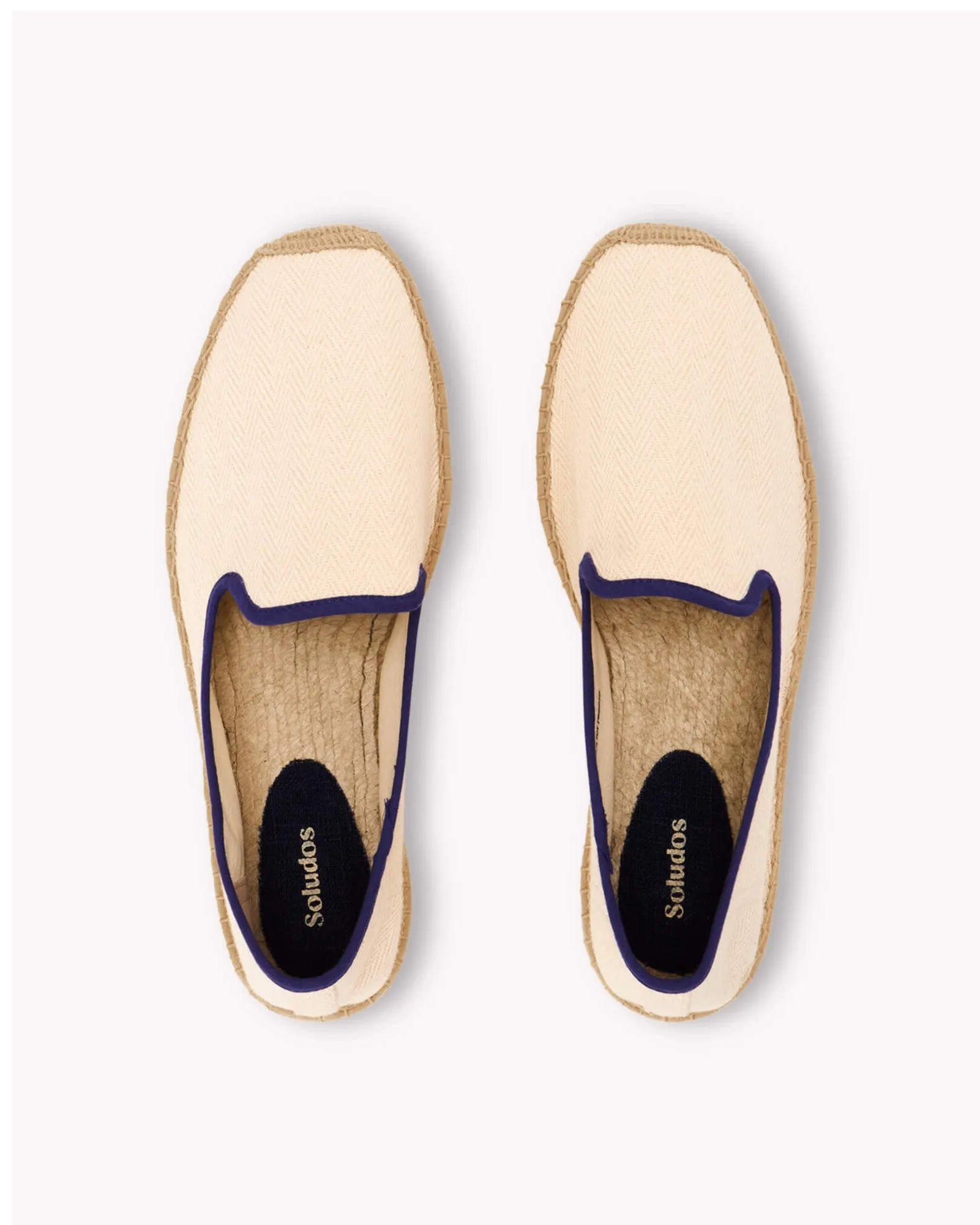 Mens_Espadrilles_The Smoking_Herringbone Colors_Ivory - Dark Blue