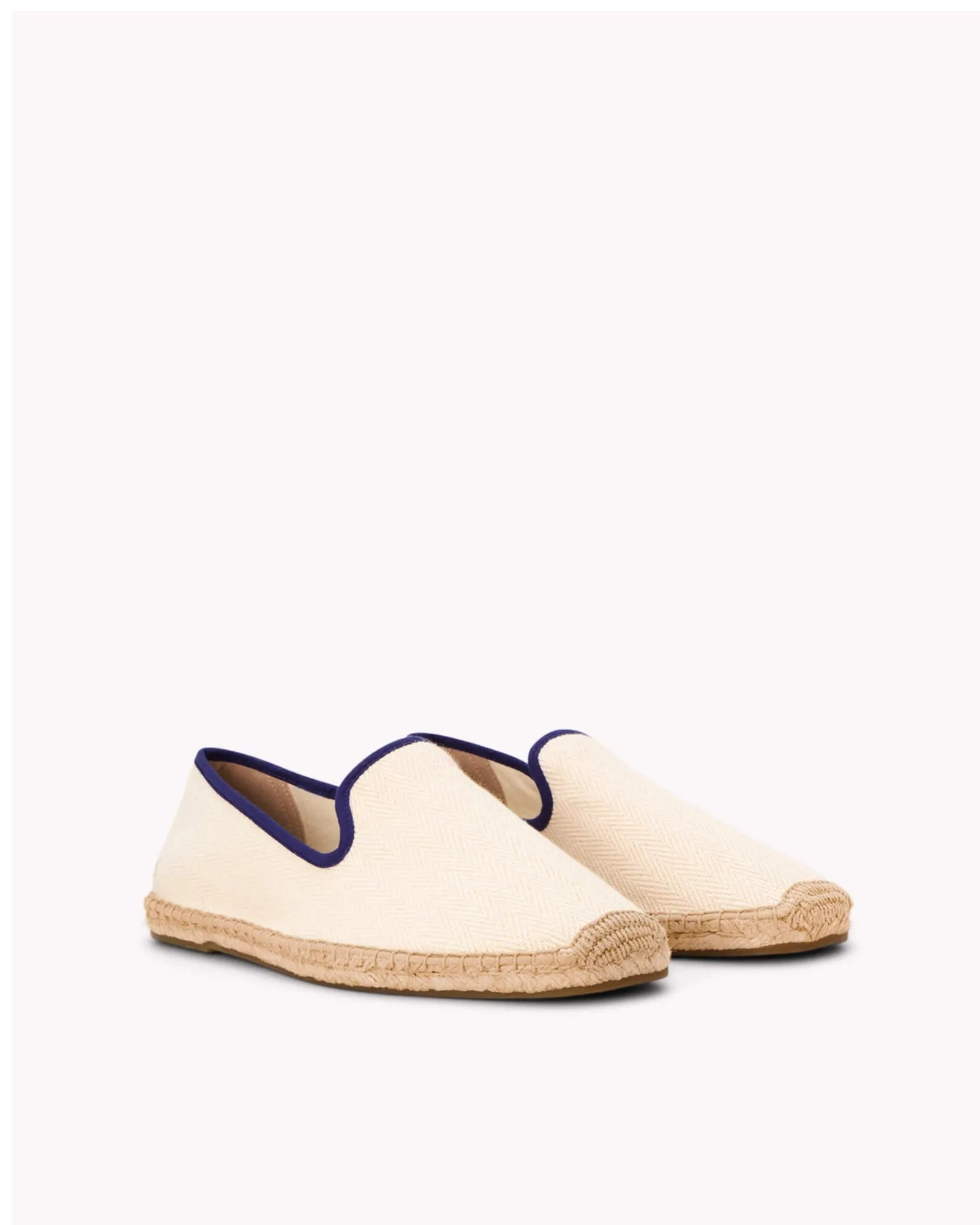 Mens_Espadrilles_The Smoking_Herringbone Colors_Ivory - Dark Blue