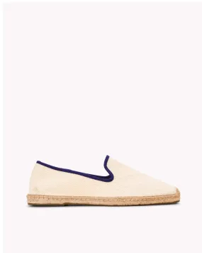 Mens_Espadrilles_The Smoking_Herringbone Colors_Ivory - Dark Blue