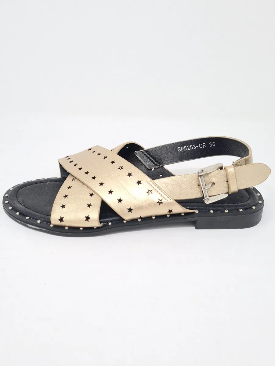 Metallic Gold Star Flat Sandals