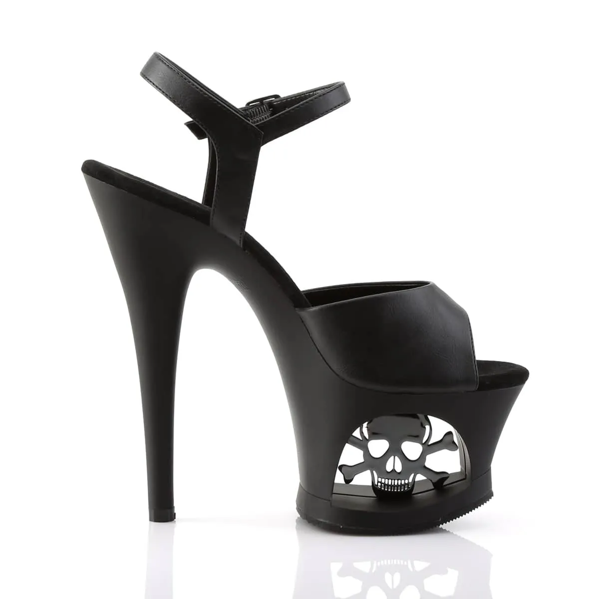MOON-709SK Black Ankle Peep Toe High Heel
