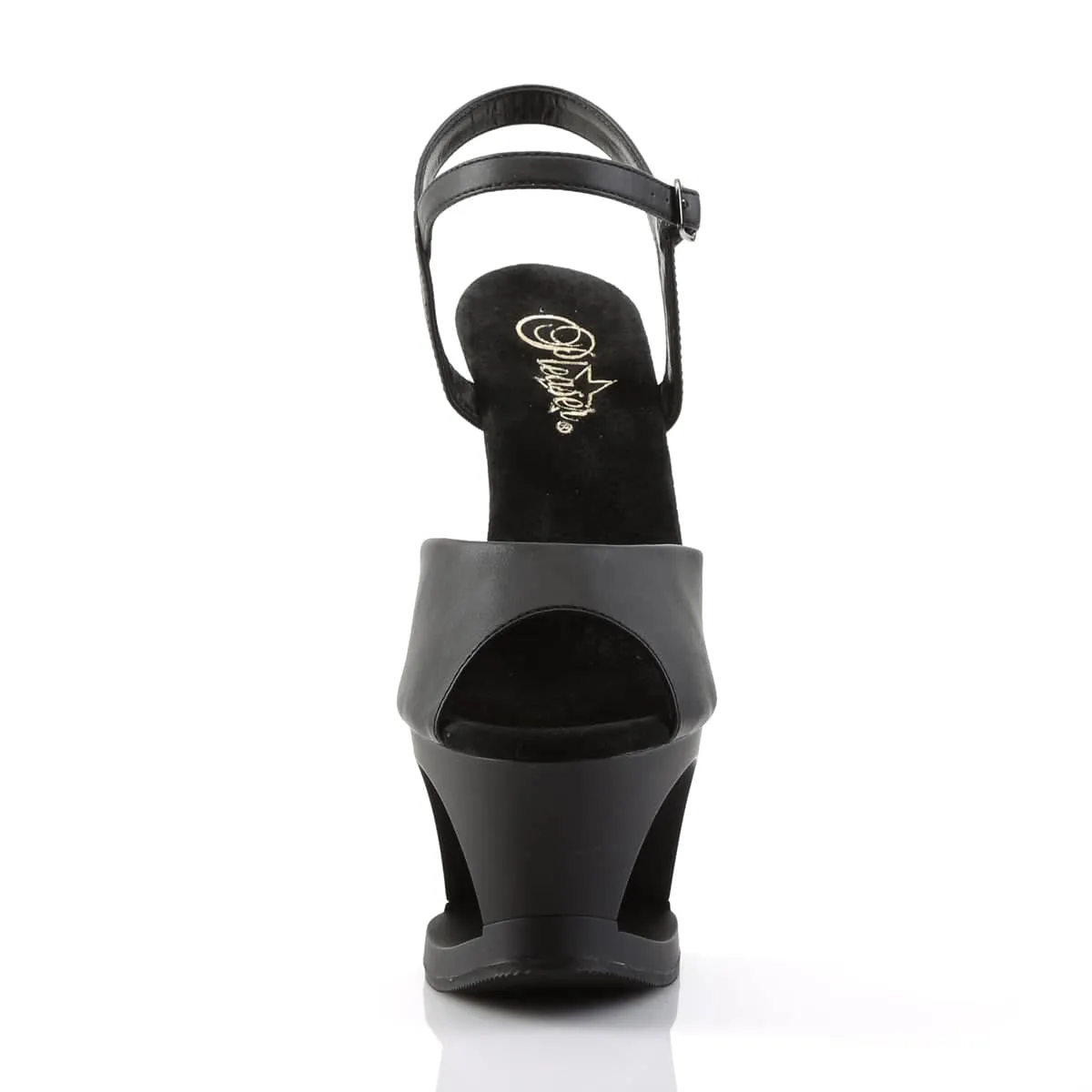 MOON-709SK Black Ankle Peep Toe High Heel