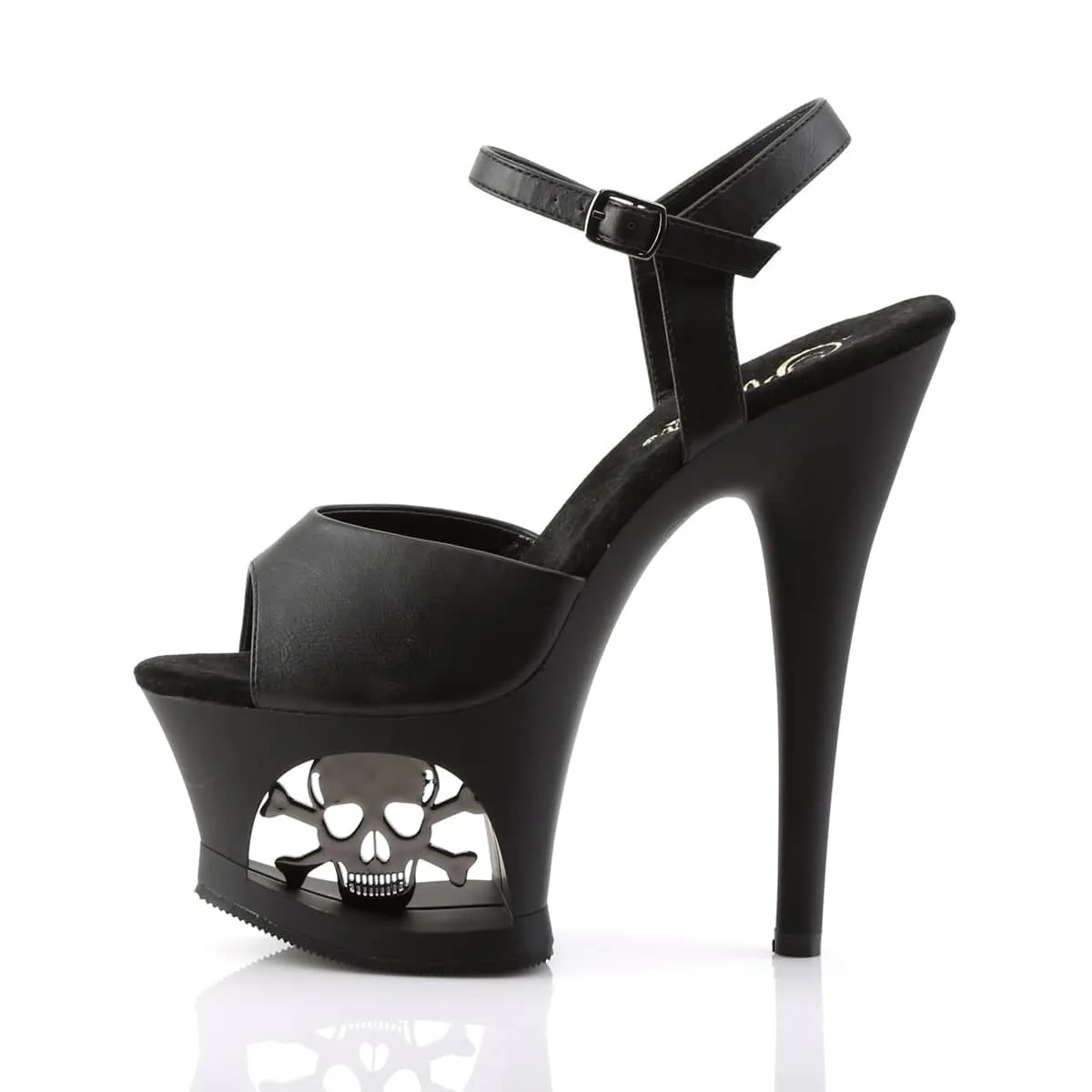 MOON-709SK Black Ankle Peep Toe High Heel