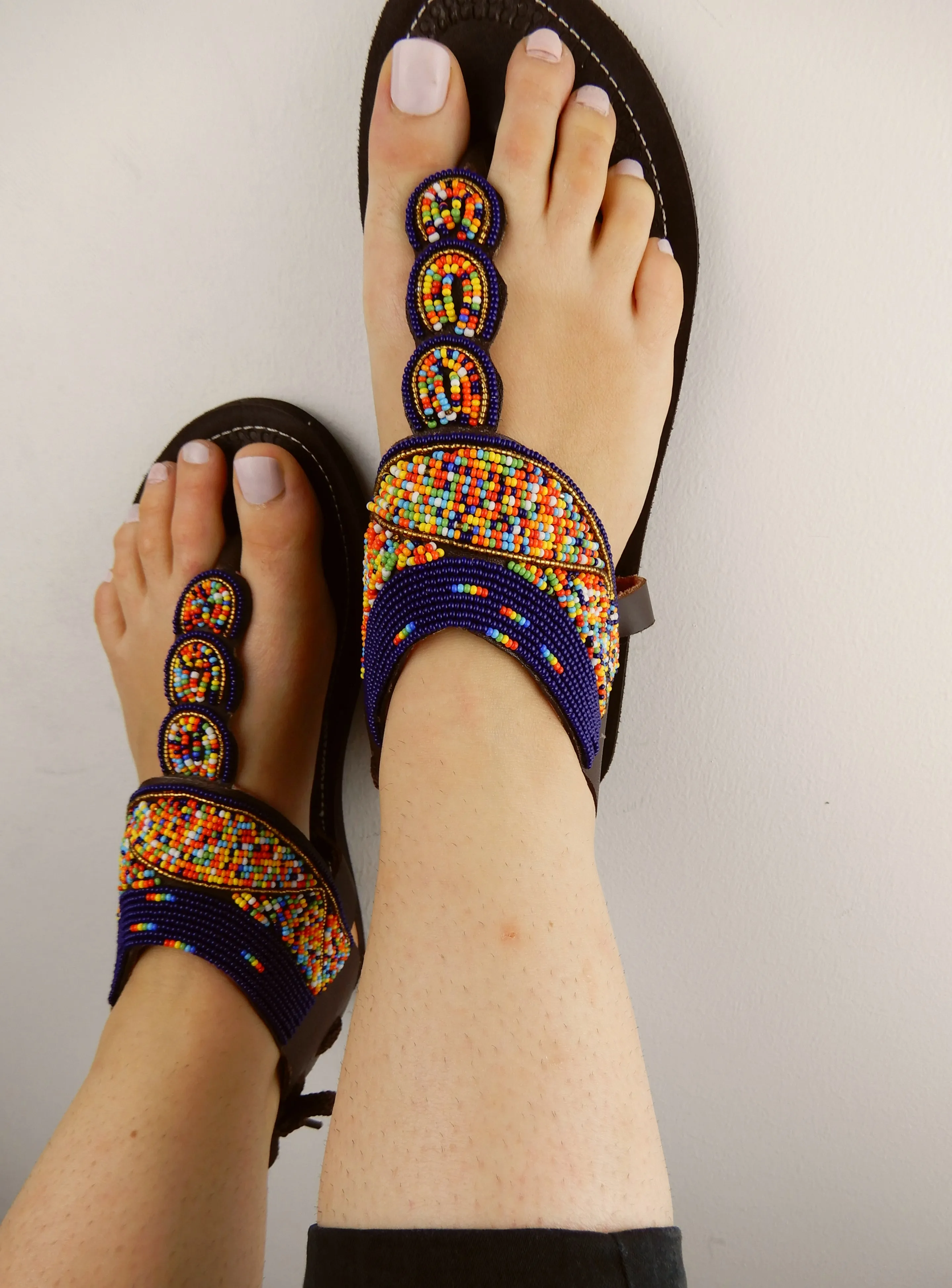 Navy Leather Sandals