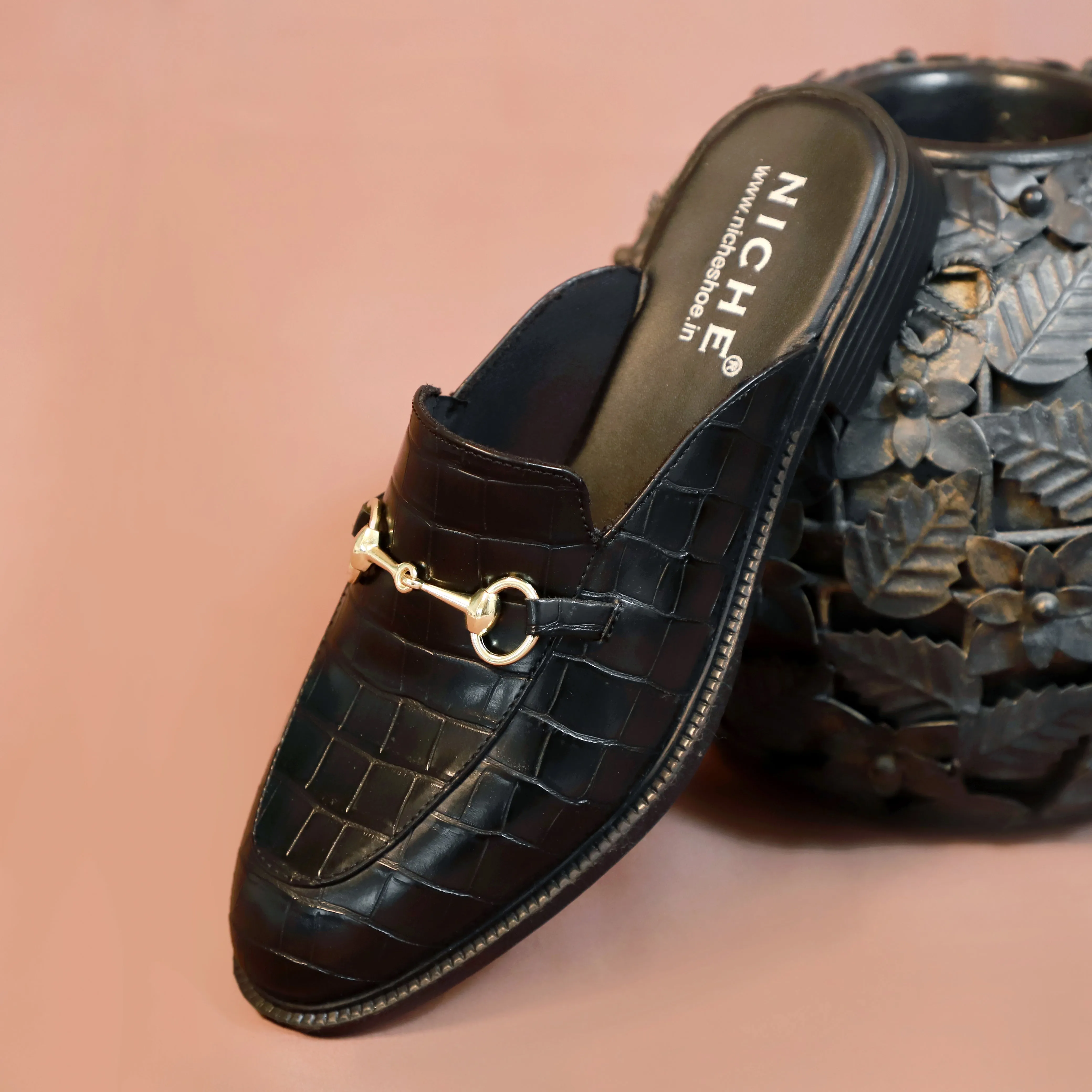 NICHE Black Cro-Co Pattern Mule