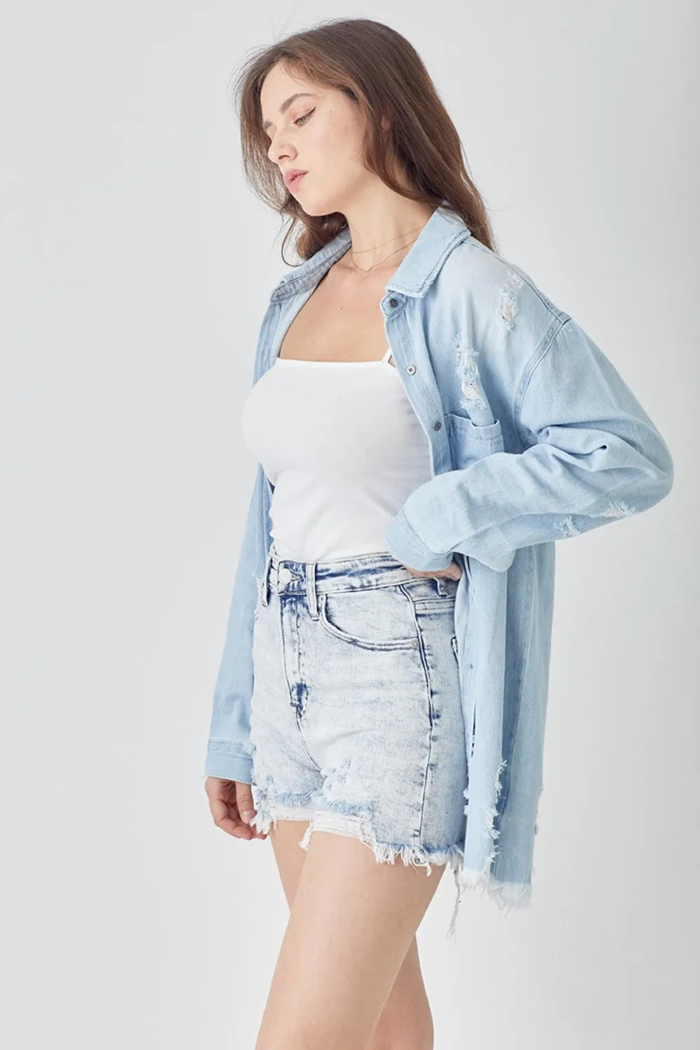 Ryan -Distressed High Rise Denim Shorts - Risen - Exclusively Online