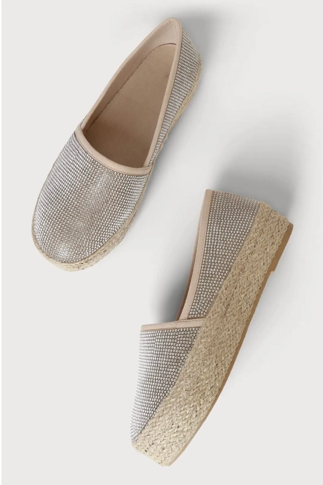 Sparked Rhinestone Encrusted Slip On Espadrilles