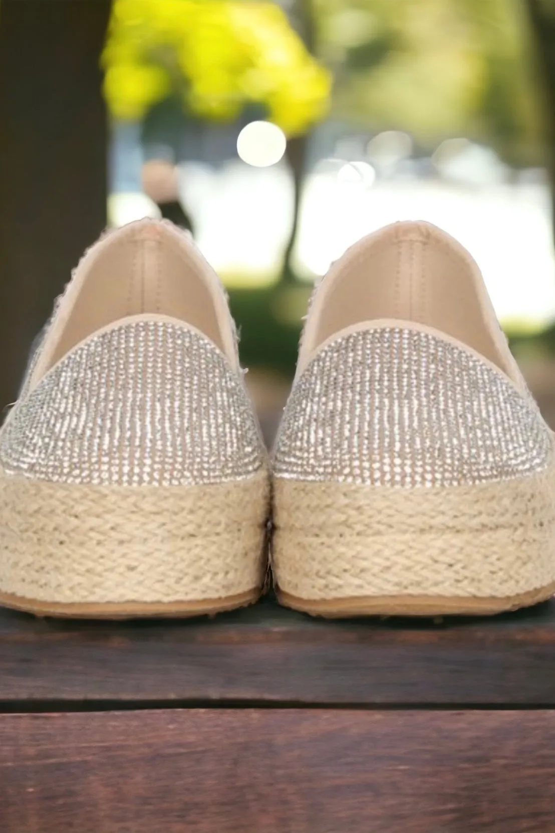 Sparked Rhinestone Encrusted Slip On Espadrilles
