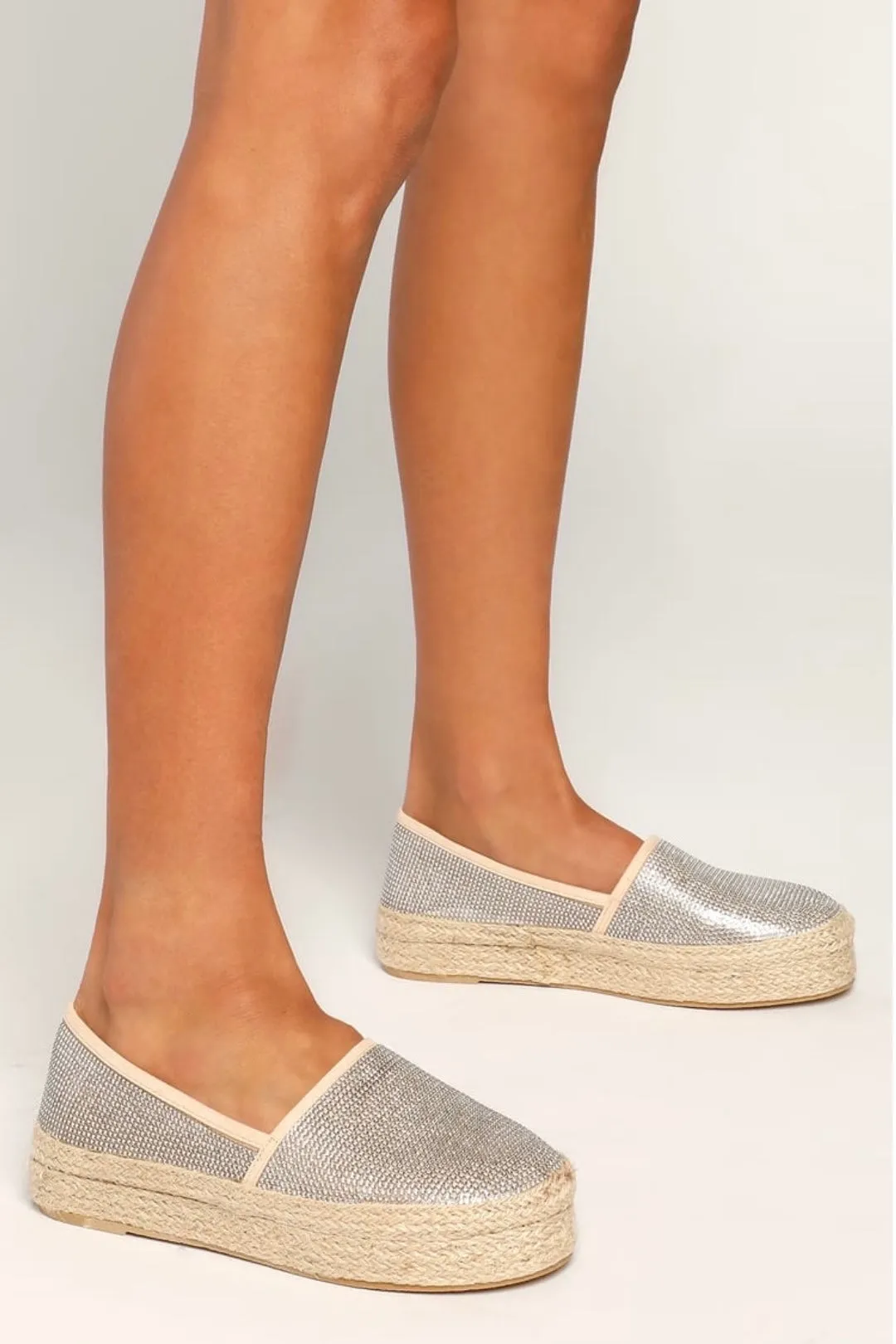 Sparked Rhinestone Encrusted Slip On Espadrilles