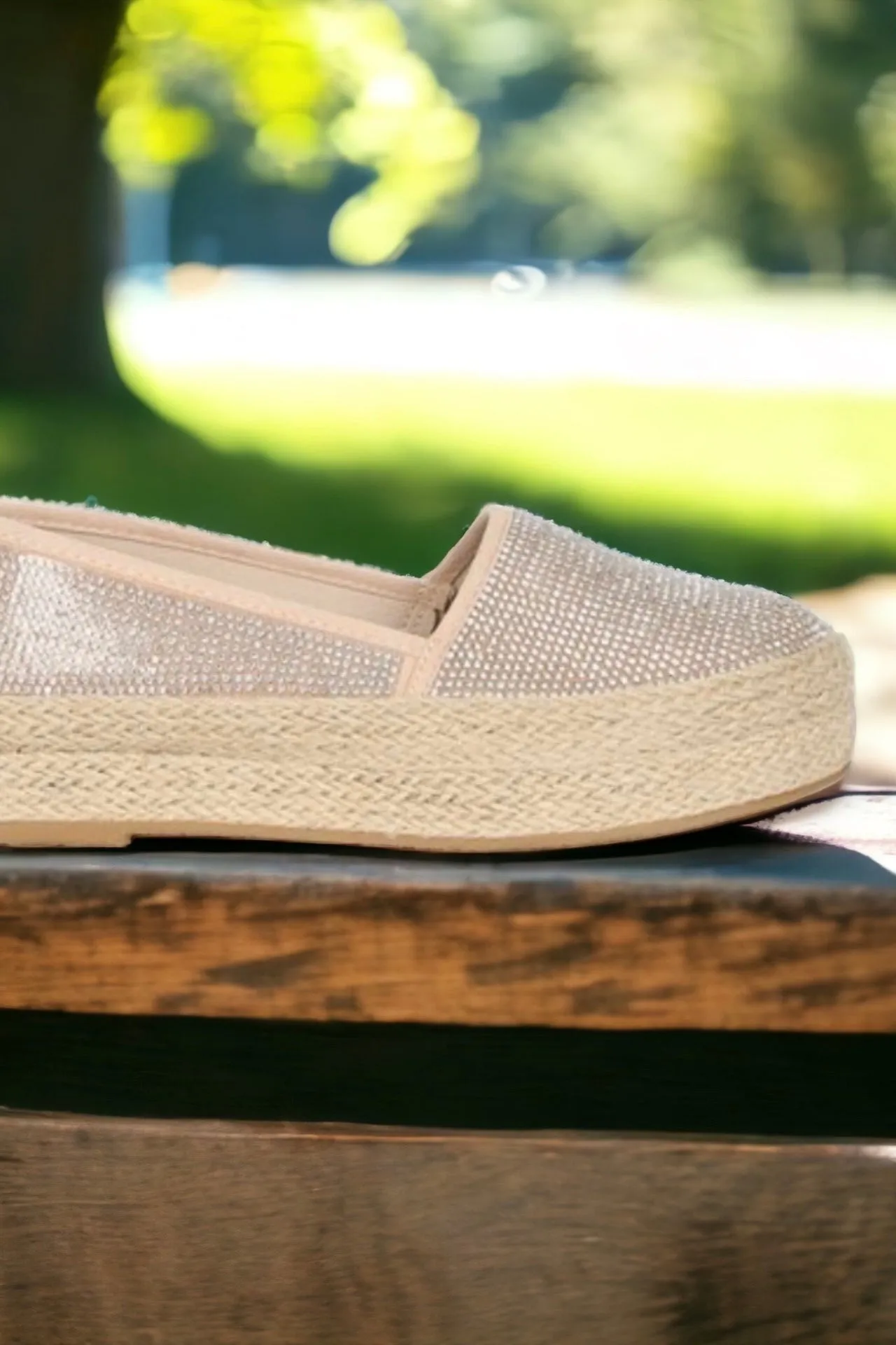 Sparked Rhinestone Encrusted Slip On Espadrilles