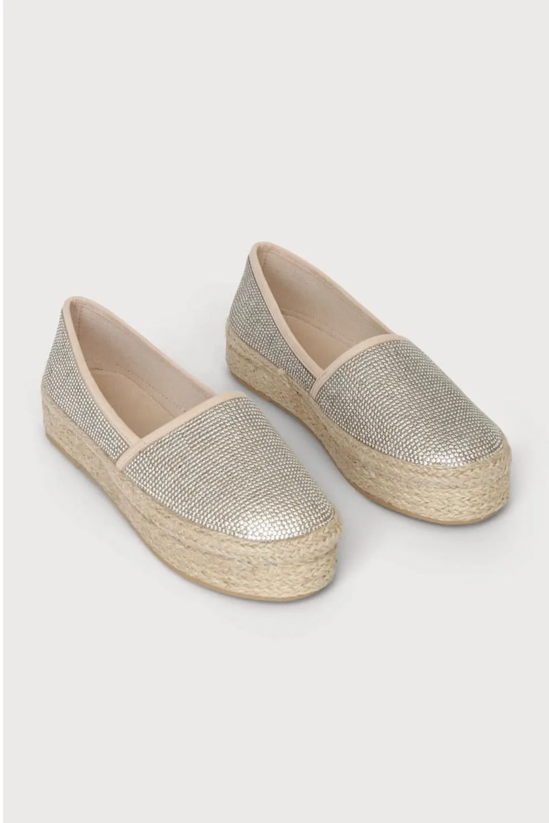 Sparked Rhinestone Encrusted Slip On Espadrilles