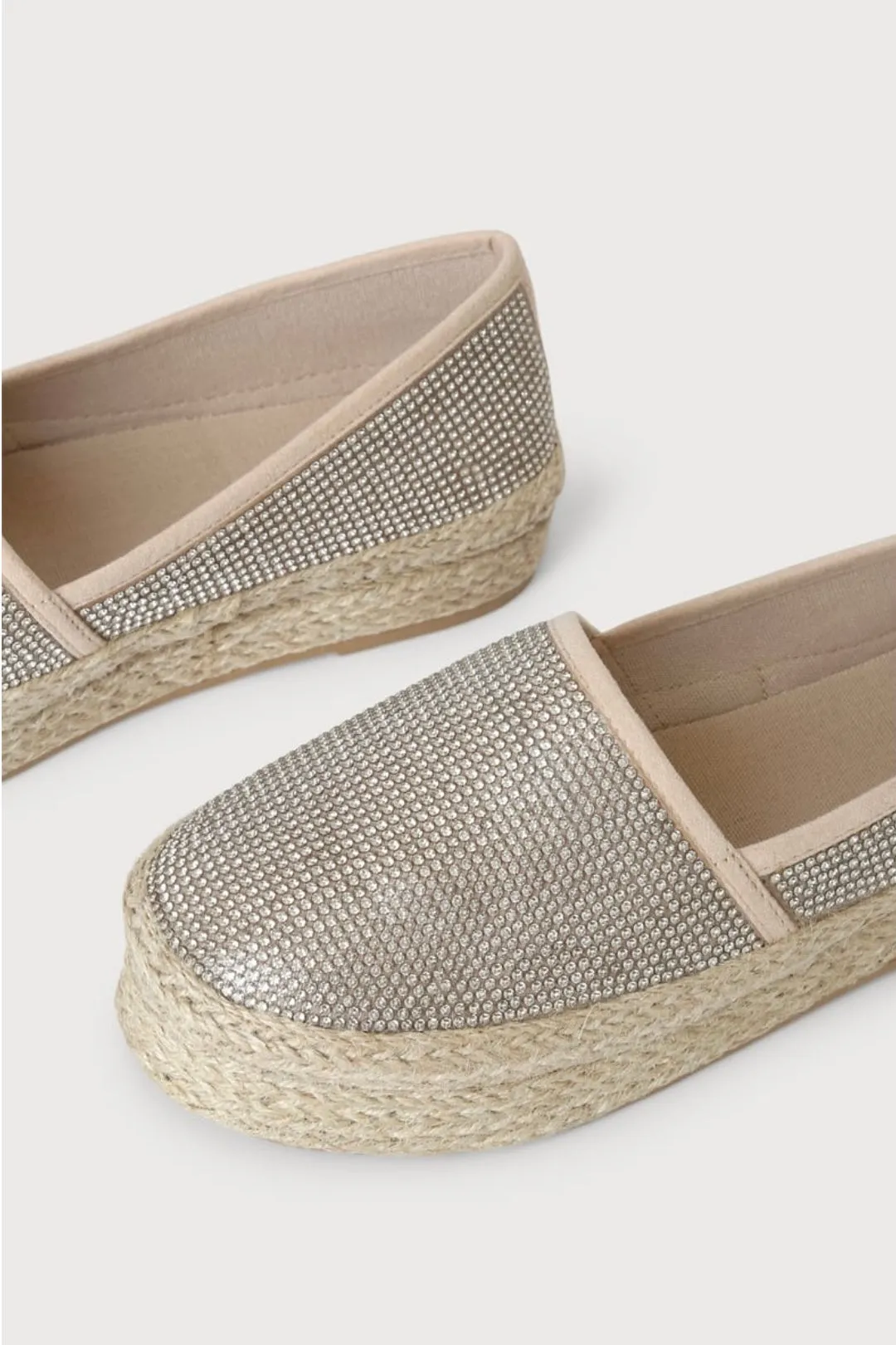 Sparked Rhinestone Encrusted Slip On Espadrilles