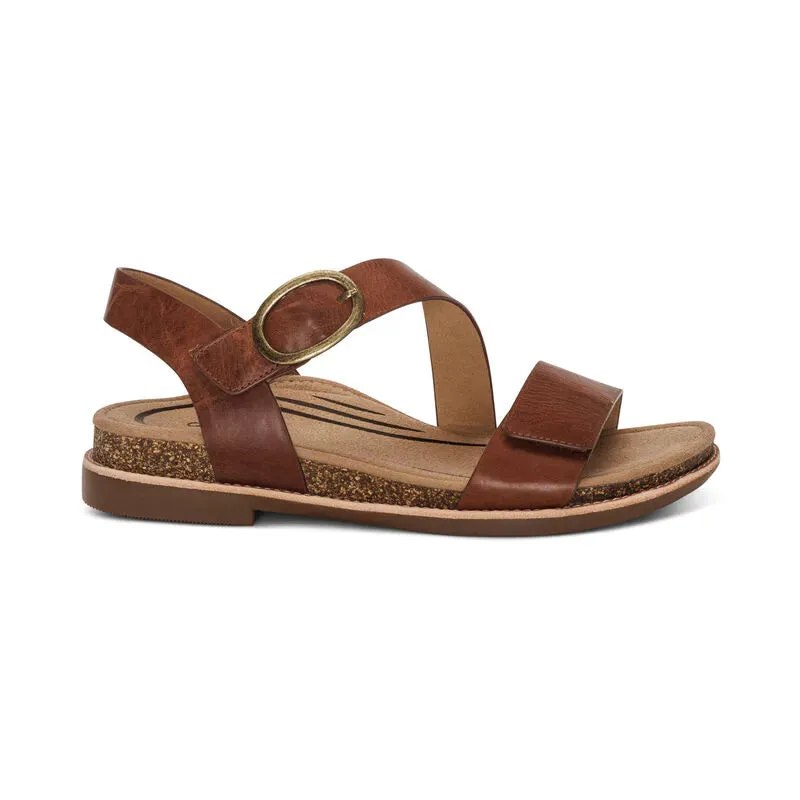 Tamara Asymmetrical Quarter Strap Sandal - Walnut