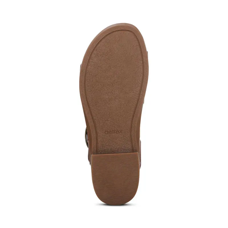 Tamara Asymmetrical Quarter Strap Sandal - Walnut