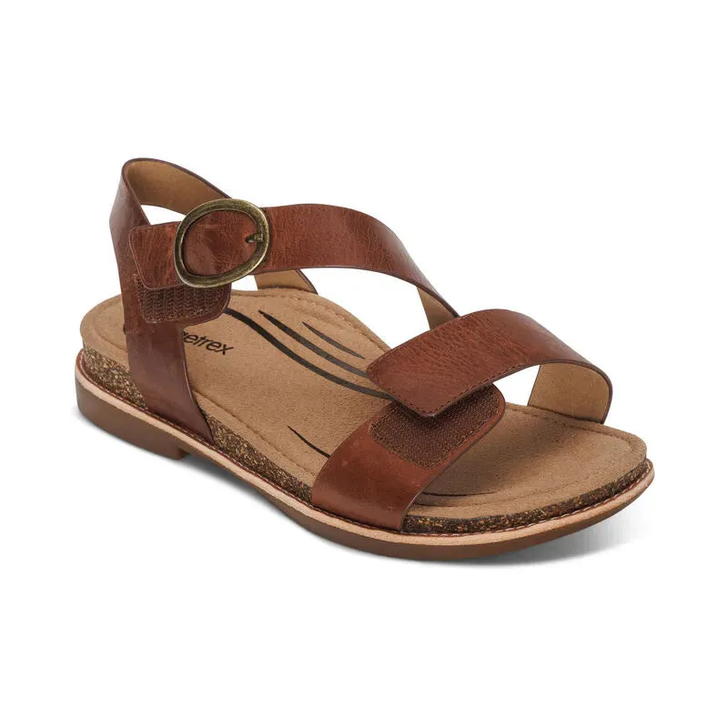 Tamara Asymmetrical Quarter Strap Sandal - Walnut
