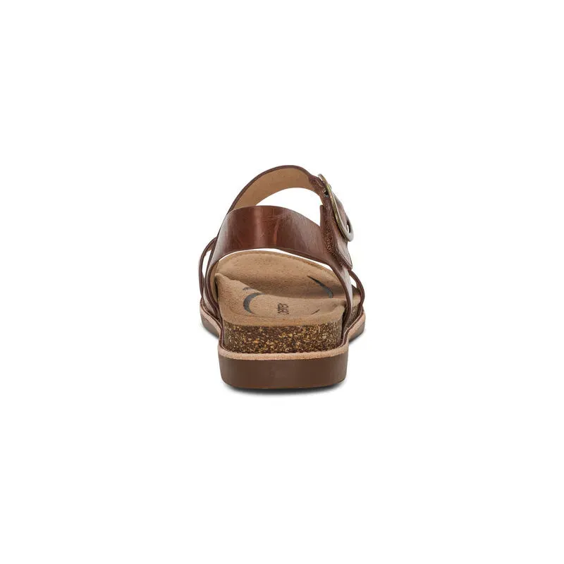 Tamara Asymmetrical Quarter Strap Sandal - Walnut